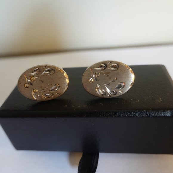 Vintage Sterling Silver Floral Cufflinks - Picture 1 of 2
